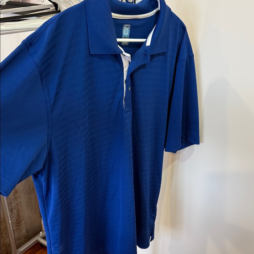 PGA Tour Royal Blue Men's Golf Polo with Contrast Placket